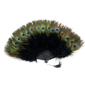 Abanico <span class=keywords><strong>de</strong></span> mano plegable <span class=keywords><strong>de</strong></span> plumas <span class=keywords><strong>de</strong></span> pavo real para mujer, accesorio para fiesta <span class=keywords><strong>de</strong></span> té, baile <span class=keywords><strong>de</strong></span> vacaciones, decoración nupcial para boda, venta al por mayor - Product Image 5