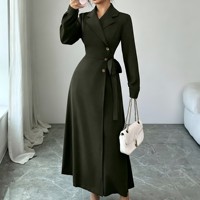 Robe blazer élégante pour femmes, manches longues, formelle, pour le travail, le bureau, mi-longue, avec ceinture, 100% polyester