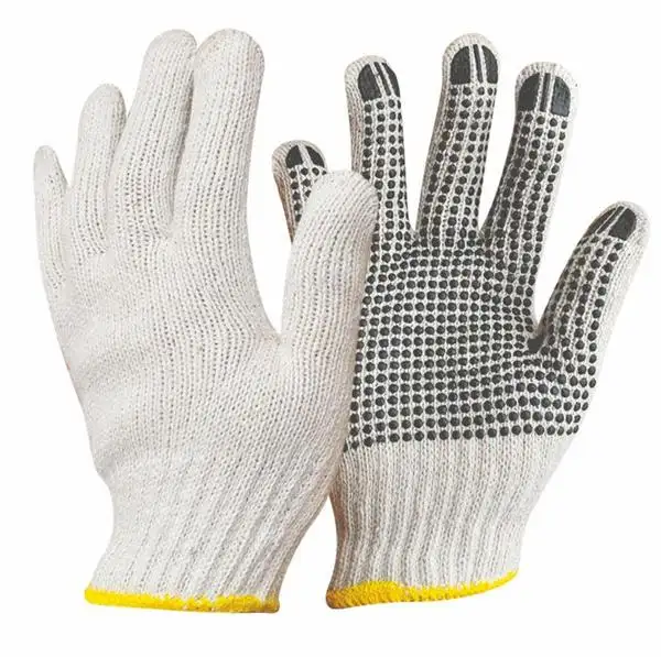 Guantes de mano de algodón, negro, pvc, blanco, punteado