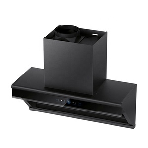 Cappa Aspirante Nera da 90cm, Apertura e Chiusura Automatica, Bassa Rumorosità, Montaggio a Parete, in Acciaio Inox, per Uso Alberghiero, Stile Inclinato - Product Image 1