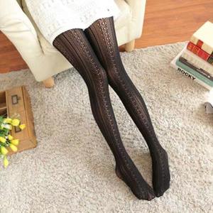 Collants collants en dentelle creuse pour filles à motifs tricotés personnalisés Vintage <span class=keywords><strong>Veet</strong></span> Lolita Chaussettes Blanc Noir - Product Image 5