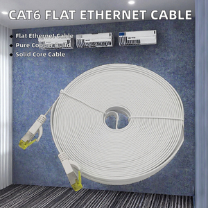 8P8C Cat 6 Rj45 32AWG Bare Copper Ethernet Patch Cord 4 Pair UTP Network <b>Cable</b> White Black PVC Jacket Flat <b>Communication</b> <b>Cable</b> - Product Image 3