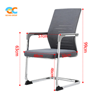 Chaise d'invité cantilever pour mobilier de bureau, dossier haut en maille grise, base chromée, assise en tissu, chaise de conférence