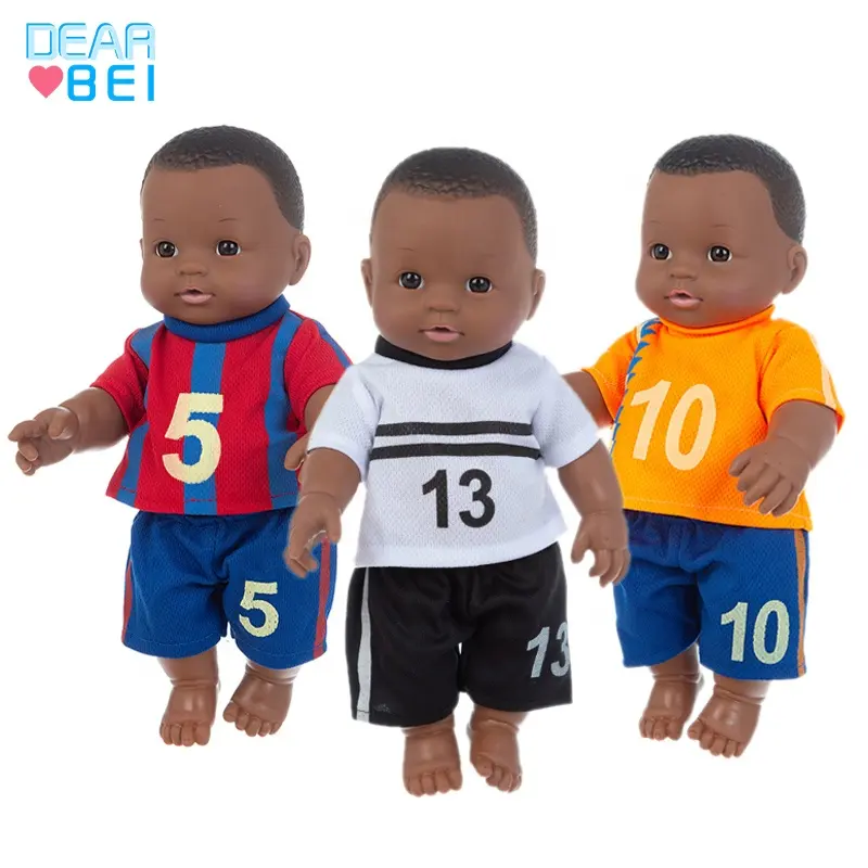 Fábrica venta al por mayor muñecas de 12 pulgadas de bebé de moda muñeca niña África negro bebé muñeca niño renacimiento de silicona juguete