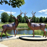 Vente flash : Statue de cerf en bronze grandeur nature pour jardin, en paire