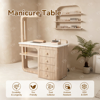Table de manucure de luxe TURRI avec plateau en marbre résistant à l'acétone, ensemble de table de salon de manucure avec emballage en bois