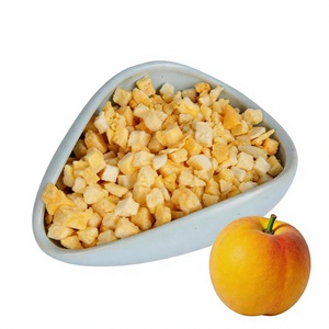 Dés de pêche jaune lyophilisés Halal, sans sucre ajouté, faible MOQ, emballage personnalisé, garniture pour céréales, végétalien, en vrac - Product Image 1