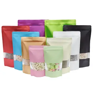 Sacos de plástico para sacos de chá e sacos ziplock com vedação de três lados para alimentos kraft personalizados para embalagens de alimentos para negócios