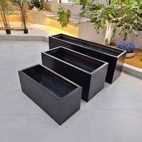 Jardinière rectangulaire carrée en fibre de verre légère, grande, noire, style européen, pour extérieur, emballage carton, utilisation au sol, 10L