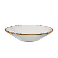 Bol à salade en verre transparent de luxe personnalisé Samyo avec bord doré, assiettes en verre pour hôtel, restaurant, mariage