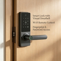 Serratura Intelligente per Camera con Prestazioni Stabili, Doppio Colore, HR Tuya WiFi, Serratura Elettronica con Accesso Tramite Impronta Digitale per Appartamenti e Case