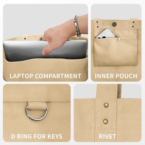 Multi-Functional Solid Color Tote Bags with Zipper Closure-Spacious Stylish Portable Design for Work Travel Everyday Essentials - Product Image 6