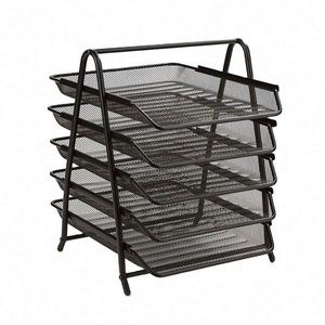 <b>Metal</b> Desk Organizer with 5 Sliding Trays for Letters and <b>Files</b> Holder - Product Image 2