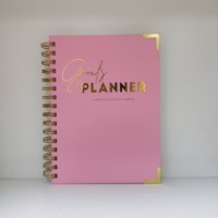 Fournitures de bureau cahiers spirale couverture rigide objectifs planificateur feuille d'or rose 48 feuilles Pages vierges A5 cahier Agenda organisateur