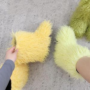 Sepatu Bot Pendek Bulu Domba Imitasi Wanita, Sepatu Bot Pendek Bulu Domba Kustom, Sepatu Bot Salju Bulu Mongolia Faux Hangat Modis Musim Dingin untuk Wanita - Product Image 2