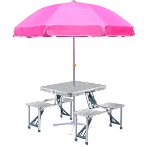 Klappbarer Picknick tisch aus Aluminium mit Regenschirm