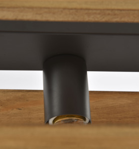 Lustre linéaire rustique à 5 lumières en bois et métal noir, éclairage suspendu industriel <span class=keywords><strong>pour</strong></span> îlot de <span class=keywords><strong>cuisine</strong></span> et salle à manger - Product Image 4