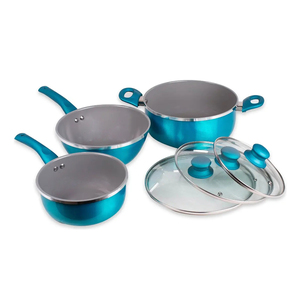 Modern Ceramic Marble Coated Pot Pan Silicone Glass Lids Bakelite Handles Non-Stick Aluminum <b>Cookware</b> <b>Set</b> for Gas <b>Induction</b> - Product Image 2