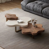 Nouvelle Table Basse de Salon de Designer Haut de Gamme Moderne et Créative en Bois, Forme Nuage Luxueuse