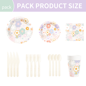 DAMAI Nuevo Juego de Vajilla Desechable con Diseño de Flores Primaverales, Plato de Papel, Servilleta de Papel y Mantel con Diseño Floral para Bodas - Product Image 6