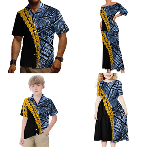 Vestido estampado de tatuaje polinesiano para <span class=keywords><strong>familia</strong></span>, vestido a juego Sexy de <span class=keywords><strong>manga</strong></span> corta, venta directa de fábrica, venta al por mayor - Product Image 5