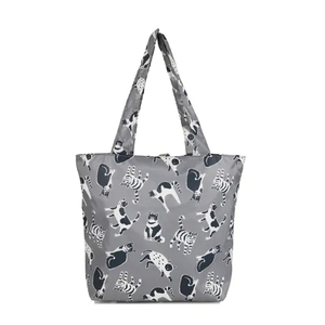 Sac fourre-tout personnalisé pour femme avec double impression motif chat et fleurs, sac à bandoulière, vente en gros - Product Image 3