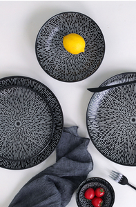 Dehua — ensemble d'assiettes de table rondes en céramique, vaisselle de pluie, <span class=keywords><strong>service</strong></span> de vaisselle en <span class=keywords><strong>porcelaine</strong></span> noire ou blanche, bol à soupe à salade morde - Product Image 3