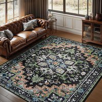 Tapis persan vintage bleu antidérapant pour chambre à coucher, hôtel, maison d'hôtes, salon
