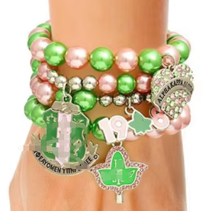Rouge Delta Sigma Sgrho Alpha Kapp Alpha OES Rose Vert Sororité Fraternité Bracelet Ensemble Bijoux ZETA PHI BETA DOVE <span class=keywords><strong>1920</strong></span> Bracelet - Product Image 6