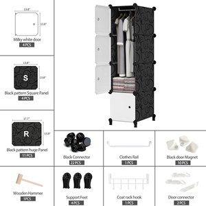 <span class=keywords><strong>Armario</strong></span> de plástico con 4 rejillas de espacio ultradelgado, color blanco y negro, barato - Product Image 6
