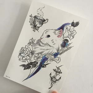 Té negro de cuello belleza impermeable dibujo <span class=keywords><strong>hierba</strong></span> etiqueta mujeres Sexy cuerpo arte brazo respetuoso del medio - Product Image 5