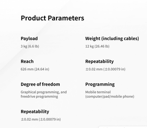 ذراع روبوت تعاوني JAKA بتصميم متكامل مدمج سداسي المحاور بحمولة 3 كجم وقدرة 150 واط تيار متردد 220 فولت/تيار مستمر 48 فولت بسعة مخصصة وضمان لمدة سنة - Product Image 4