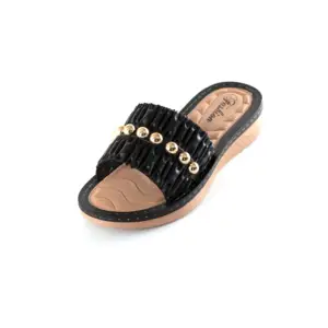 Zapatillas de tacón bajo para mujer, Sandalias planas negras, venta al por mayor