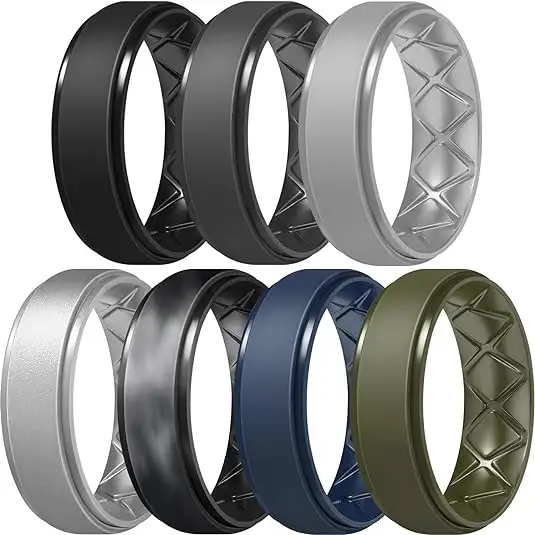 Thời Trang Silicone Vòng Trang Sức Bán Buôn Womens Thoải Mái Phù Hợp Với Thoáng Khí Mới Mens Cao Su Silicone Wedding Bands Nhẫn Độc Đáo Cho Nam Giới