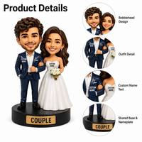 Figurine personnalisée en résine de couple bobblehead, statue de mariée et de marié personnalisée, sculpture photo, cadeau de mariage et d'anniversaire