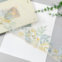 Ruban de dentelle en maille brodée de fleurs multicolores avec perles pour robe de mariée, abaya, robe, accessoires de couture DIY