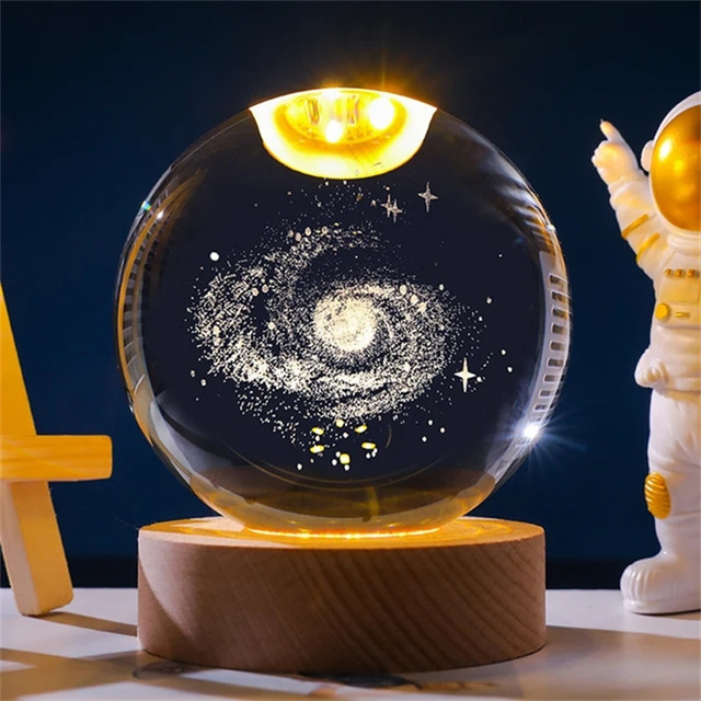 Projector 3D Night Lights Crystal Ball Music Box Customized Heart Rotate Animation Figure Lighting Birthday Gift