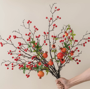 Ramas de <span class=keywords><strong>Granada</strong></span> Artificiales Estilo Salvaje, Tallos de Fruta Roja Falsos para Decoración de Mesa en el Hogar, Bodas y Fiestas - Product Image 3