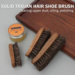 Fábrica Atacado Logotipo Personalizado Premium De Madeira Cavalo Cabelo Sapato Shine Brush Sneaker Shoe Cleaning Brush