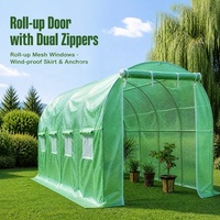 Serre de jardin Shade House Walk-in 400x200x200cm, structure en acier galvanisé, toile verte 140gsm, avec 8 fenêtres et porte enroulable