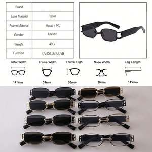 Lunettes de soleil carrées punk personnalisées pour hommes, verres transparents, protection UV400, petites lunettes de soleil rectangulaires pour femmes - Product Image 4