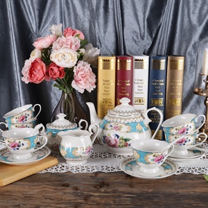 Juego <span class=keywords><strong>de</strong></span> <span class=keywords><strong>Café</strong></span> y Té <span class=keywords><strong>de</strong></span> Porcelana <span class=keywords><strong>de</strong></span> Alta Calidad, Ecológico, Estilo Vintage, Diseño Etíope y Turco, Marca Hausweet, 21 Piezas - Product Image 6