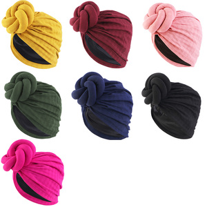 Phi mô hình hai lớp thắt nút đầu kết thúc tốt đẹp cho phụ nữ satin lót pre-thắt nút Beanie tóc bao gồm khăn xếp - Product Image 3