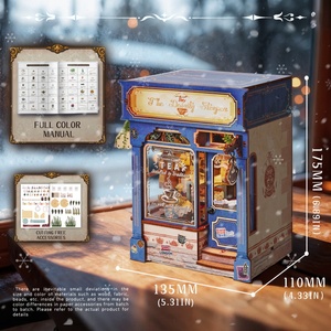 Kit de construction de bibliothèque pour enfants IIE CREATE, <span class=keywords><strong>puzzle</strong></span> en bois 3D à faire soi-même, salon de thé SL-39 avec éclairage LED certifié CE CPC EN71 - Product Image 3