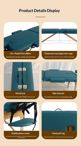 Table de massage pliable moderne en bois de hêtre haut de gamme, hauteur réglable, pieds épaissis, conception sûre et antidérapante pour salon - Product Image 3