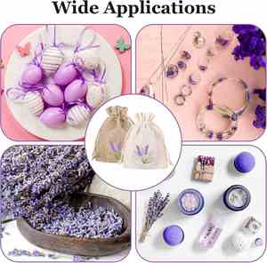 Sachet sacs de rangement petite pochette à cordon en toile de jute Sachet sacs vides avec motif lavande pour bricolage fournitures de fête de mariage - Product Image 4