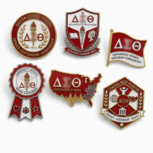 Badges métalliques personnalisés professionnels avec logo, strass, alliage de zinc, épingles en émail dur pour fraternité, épingles en émail avec lettres grecques <span class=keywords><strong>Omega</strong></span> - Product Image 2
