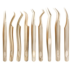 Pinky leem Vente chaude Pinces à épiler en acier inoxydable à pointe en fibre pour extensions de cils noires mates populaires - Product Image 1