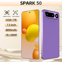 Smartphone Android 16 Spark 50, 16+1 To de stockage, batterie 8800 mAh, déverrouillage facial, idéal pour le gaming, les selfies, les voyages d'affaires et les activités quotidiennes