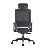 Appui-tête réglable Appui-tête à dossier haut Chaise d'ordinateur Chaise ergonomique en maille noire
